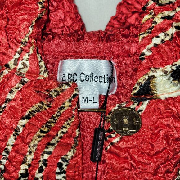 Vtg ABC Collection Womens M L Animal Print Art To Wear Reversible Jacket Hooded - Picture 8 of 13